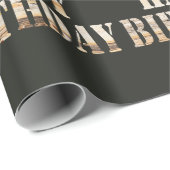 Pine Wood Font Happy Birthday Wrapping Paper Cadeaupapier (Rol Hoek)