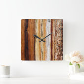 Pine Wood Grain Pattern Vierkante Klok (Huis)
