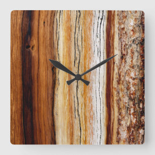Pine Wood Grain Pattern Vierkante Klok