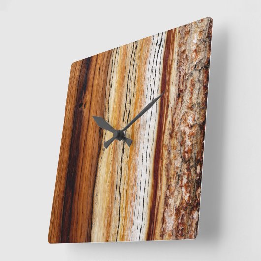Pine Wood Grain Pattern Vierkante Klok (Hoek)