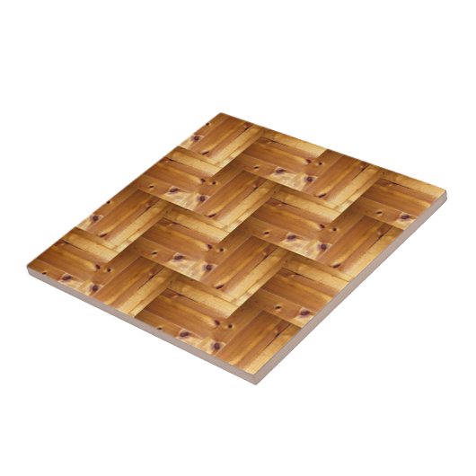 Pine Wood Herringbone Pattern Tegeltje (Zijkant)