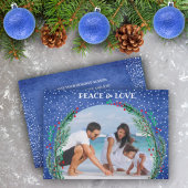 Pine Wreate Blue-kerstfoto Feestdagenkaart