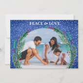 Pine Wreate Blue-kerstfoto Feestdagenkaart (Voorkant)