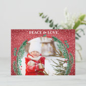 Pine Wreate kerstfotofeestdag Kaart (Staand voorkant)