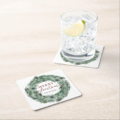 Pine Wreatgreen & Red Merry-kerstfeestdag Kartonnen Onderzetters (Insitu)