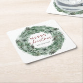 Pine Wreatgreen & Red Merry-kerstfeestdag Kartonnen Onderzetters (Schuin)