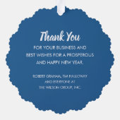 Pine Wreath Blauw en Wit Zakelijk Vakantie Papier Ornament Kaart (Achterkant)