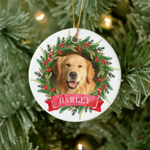 Pine Wreath Dog Foto Keramisch Ornament