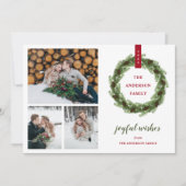 Pine Wreath Joyful wil 3 Foto Feestdagenkaart (Voorkant)