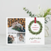 Pine Wreath Joyful wil 3 Foto Feestdagenkaart (Staand voorkant)