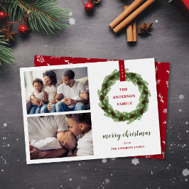 Pine Wreath Merry 2 Foto Feestdagenkaart