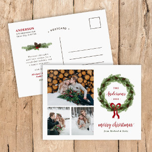 Pine Wreath Merry 3 Foto Feestdagenkaart
