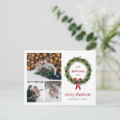 Pine Wreath Merry 3 Foto Feestdagenkaart (Staand voorkant)