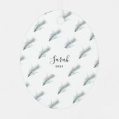 Pine Wreath Merry Kerstfeestdag Foto Metalen Ornament (Achterkant)