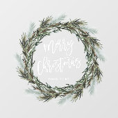 Pine Wreath Merry Kerstfeestdag Raamsticker (Vel)