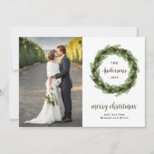 Pine Wreath Merry-kerstfoto Feestdagenkaart (Voorkant)