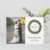 Pine Wreath Merry-kerstfoto Feestdagenkaart (Staand voorkant)