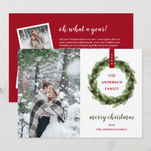 Pine Wreath Merry-kerstfoto Feestdagenkaart