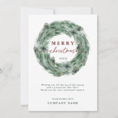 Pine Wreath Merry kerstKaart met QR-code (Voorkant)