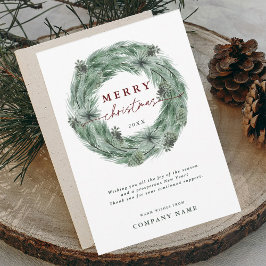 Pine Wreath Merry kerstKaart met QR-code