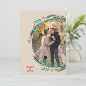 Pine Wreath op Cream-kerstfoto Feestdagenkaart (Staand voorkant)