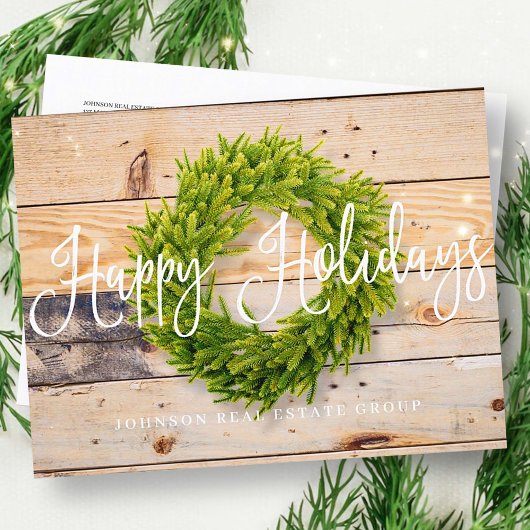 Pine Wreath op hout | Prettige feestdagen groeten