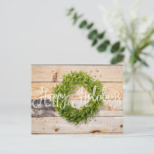 Pine Wreath op hout | Prettige feestdagen groeten (Staand voorkant)