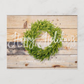 Pine Wreath op hout | Prettige feestdagen groeten (Voorkant)