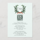 Pine Wreath Wedding QR Code Details Mint Green Informatiekaartje (Voorkant)