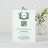 Pine Wreath Wedding QR Code Details Mint Green Informatiekaartje (Staand voorkant)