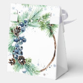 Pine wreath winter baby shower favors personalized bedankdoosjes (Achterkant)