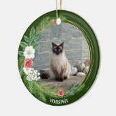 Pine Wreator met Rozen Petunias White Berries Keramisch Ornament (Links)