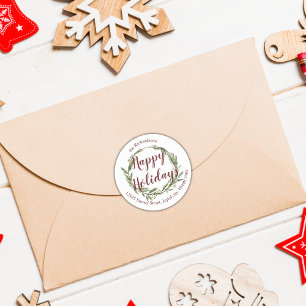 Pine WreatPrettige feestdagen Return Address Label