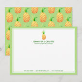 Pineappel - Aangepaste Tropische Realtor Stationer Notitiekaartje (Voorkant / Achterkant)