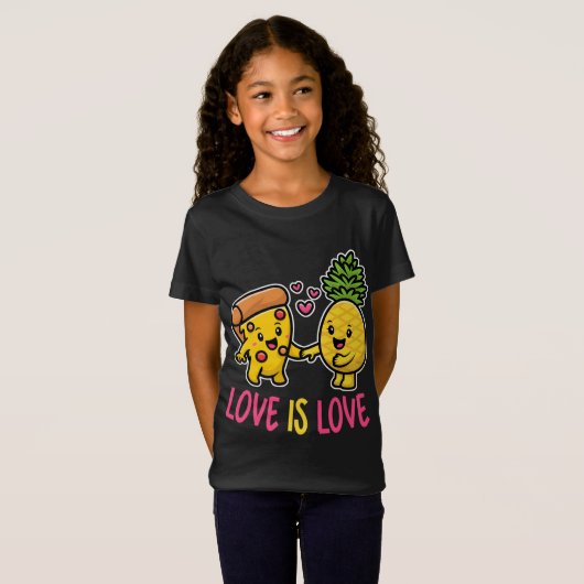 Pineappel behoort tot Pizza Funny Food Love is Lov T-shirt (Voorkant volledig)