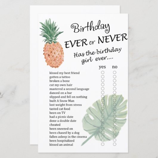 Pineappel Birthday, ooit of nooit wild (Voorkant / Achterkant)