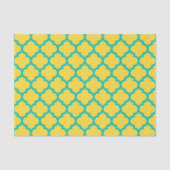 Pineappel Blauwgroen Marokkaans Quatrefoil Patroon Tissuepapier (Voorkant)