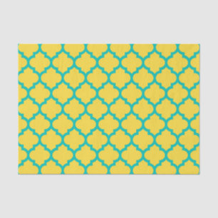 Pineappel Blauwgroen Marokkaans Quatrefoil Patroon Tissuepapier
