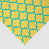 Pineappel Blauwgroen Marokkaans Quatrefoil Patroon Tissuepapier (Detail)