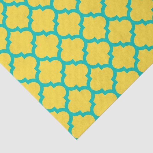 Pineappel Blauwgroen Marokkaans Quatrefoil Patroon Tissuepapier (Detail)