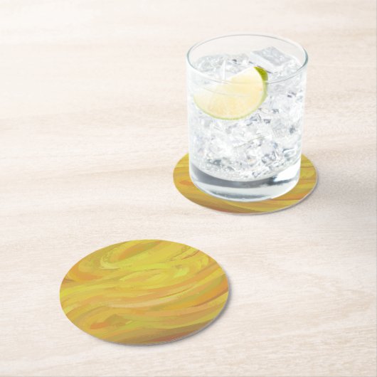 Pineappel Gele Zwervel Ronde Kartonnen Onderzetter (Insitu)