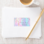 Pineappel Gold Confetti Holographic Pink Flamingo Etiket (Insitu)