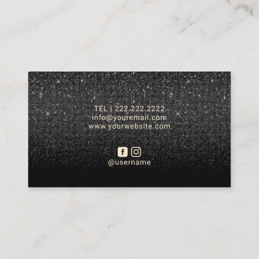 Pineappel Gold Logo Modern Black Glitter Visitekaartje (Achterkant)