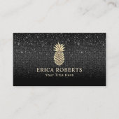 Pineappel Gold Logo Modern Black Glitter Visitekaartje (Voorkant)