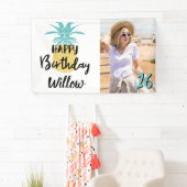 Pineappel Happy Birthday Luau Party, elke leeftijd Spandoek (Insitu)