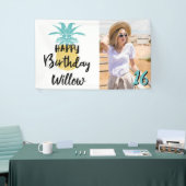 Pineappel Happy Birthday Luau Party, elke leeftijd Spandoek (Beurs)