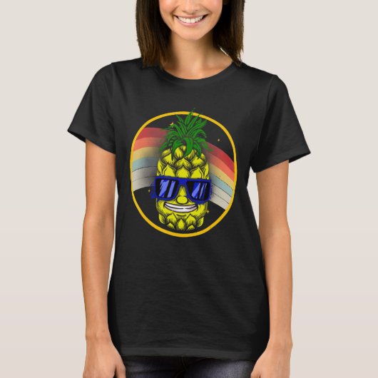 Pineappel Hawaiian Aloha Tropische Honolulu Vrouwe T-shirt (Voorkant)