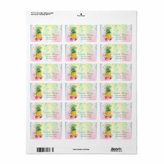 Pineappel Hibiscus Confetti Holographic Etiket (Full Sheet)