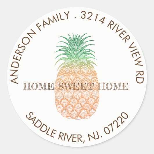 Pineappel Home Sweet Home Adres Label Sticker (Voorkant)