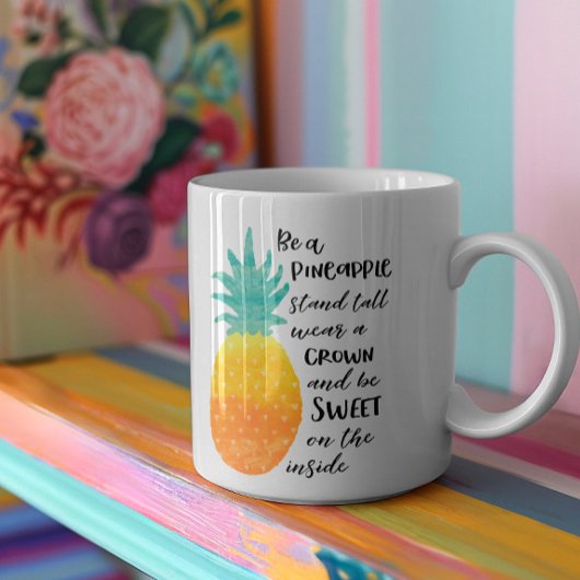 Pineappel Inspirerend Waterverf Typografie Koffiemok